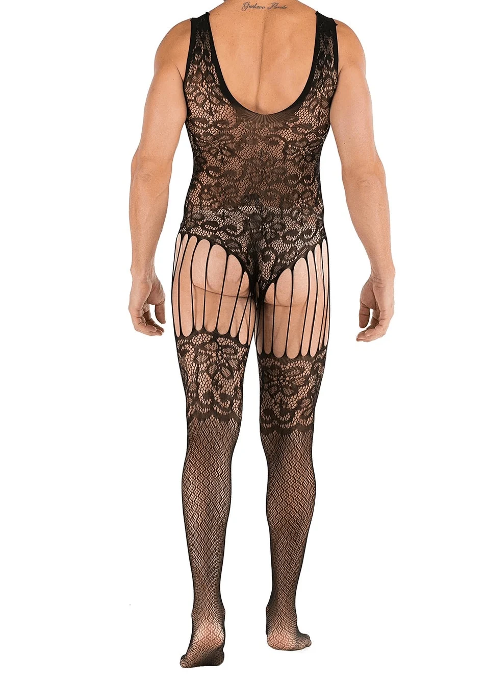Sleeveless Jacquard Open Crotch Body Stocking alternate view 4