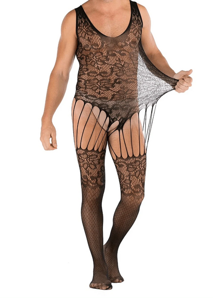 Sleeveless Jacquard Open Crotch Body Stocking alternate view 2