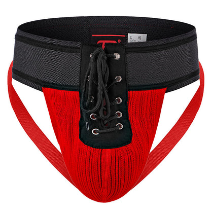 Black Vintage Lace Up Athletic Jockstrap flat lay