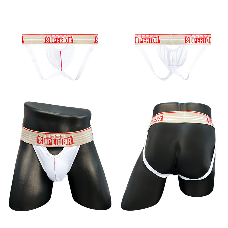 Retro Wide Waistband Cotton Jockstrap in white product detail
