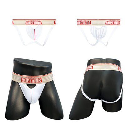 Retro Wide Waistband Cotton Jockstrap in white product detail