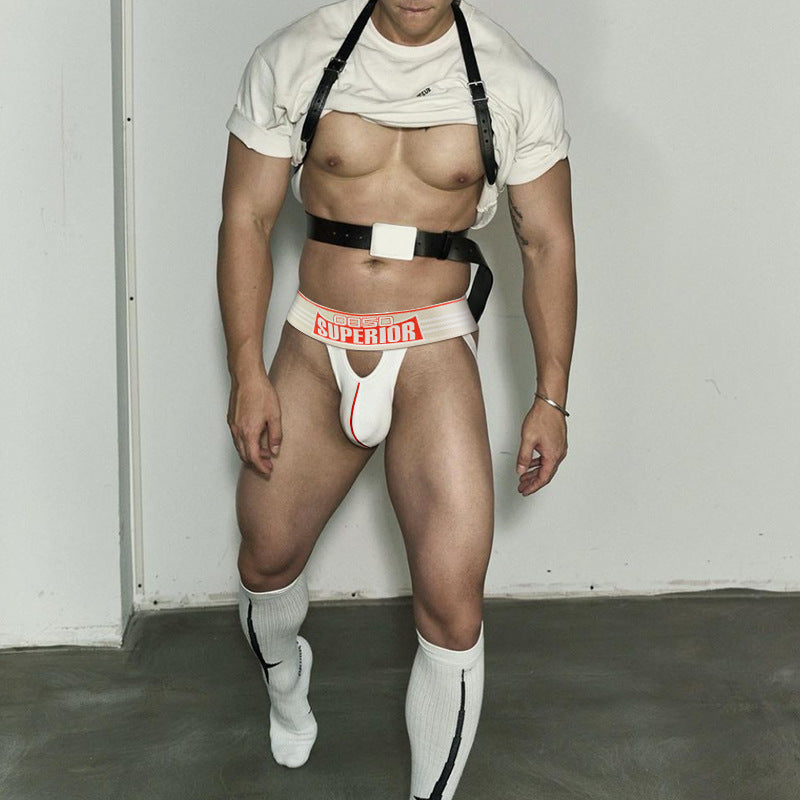 Additional product view of white Retro Wide Waistband Cotton Jockstrap