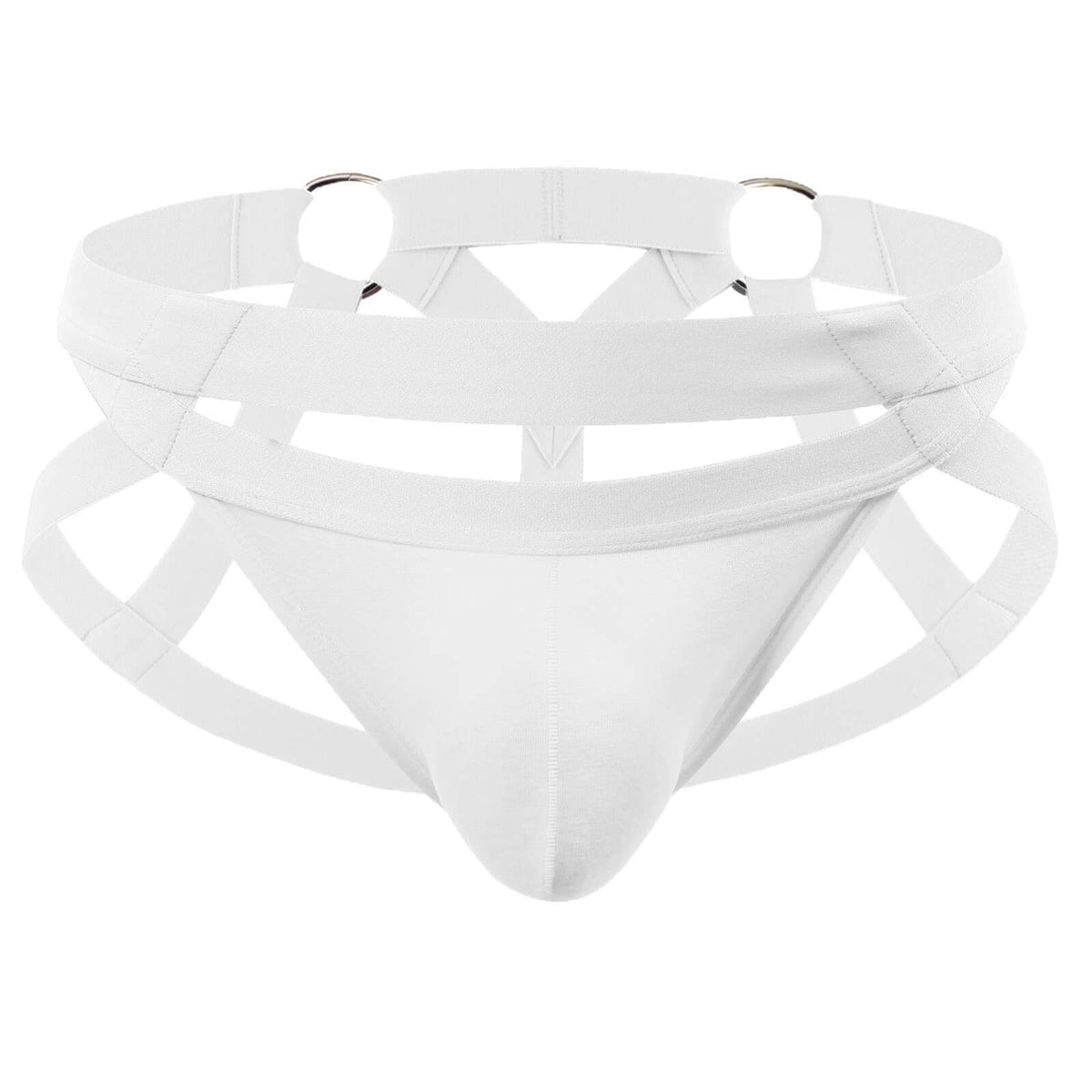 Metal Ring Cutout Double Waistband Jockstrap