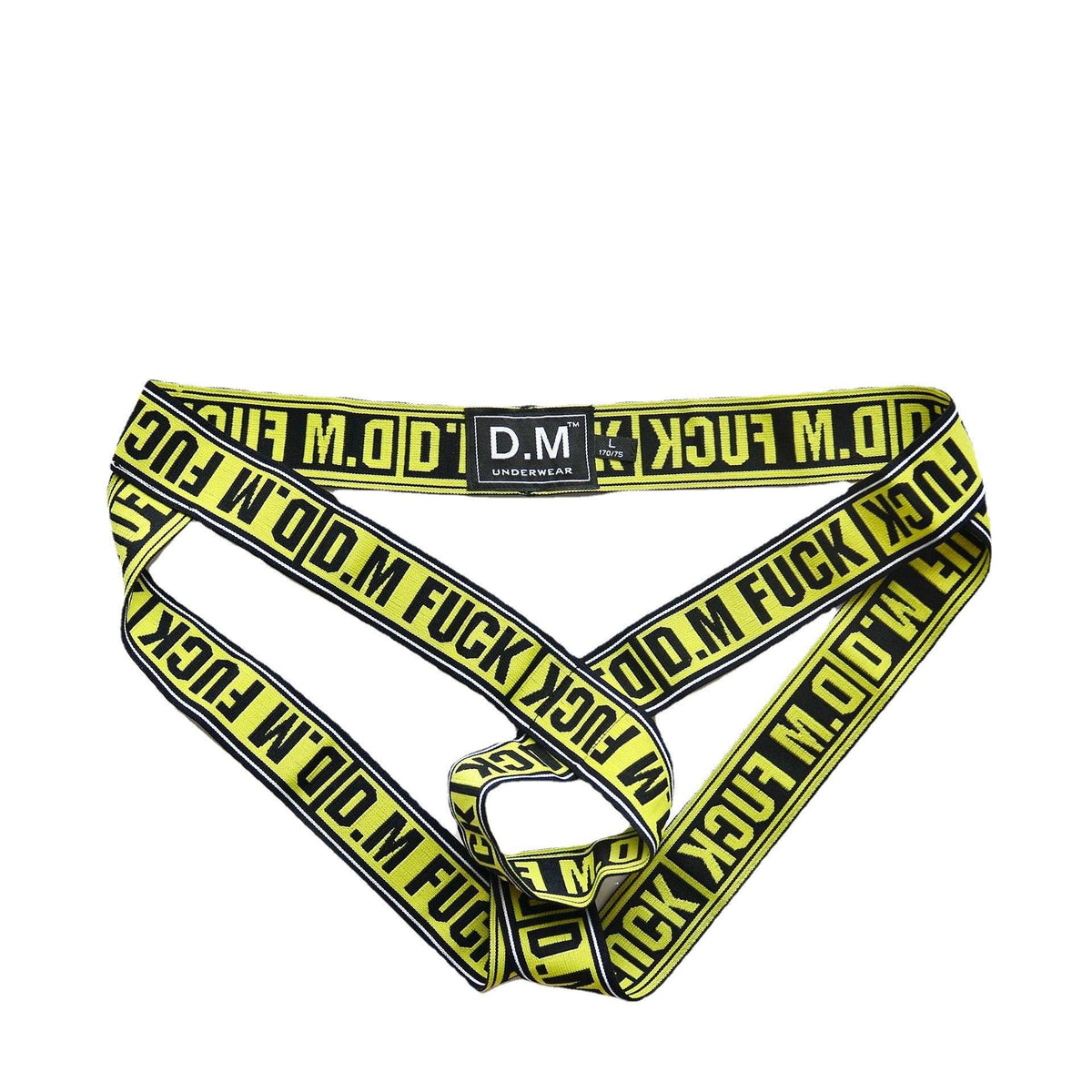 Yellow Open Ring Crotchless Strappy Jockstrap front view